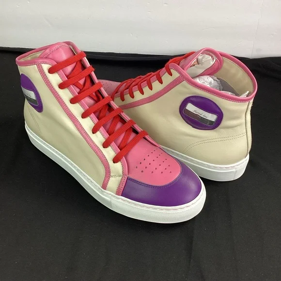 French Kiss by Donald Brooks Pink and Purple Sporty High-Top Sneakers, Men's 11 - Picture 1 of 10